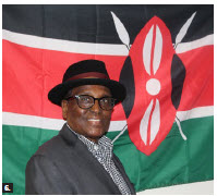 Kenyan High Commissioner John Lepi Lanyasunya celebrated Kenya’s independence day virtually. Here the ambassador stands in front of the national flag. (Photo: Ülle Baum)