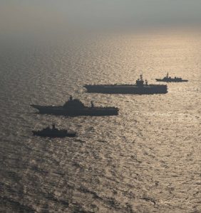 The Quad: Ships from the Australian Navy, Indian Navy, Japan Maritime Self-Defense Force and the U.S. Navy participate in Malabar 2020. Malabar 2020 was part of a continuing series of exercises that has grown in scope and complexity over the years to address the variety of shared threats to maritime security in the Indo-Asia Pacific. (Photo: Official U.S. Navy Page)