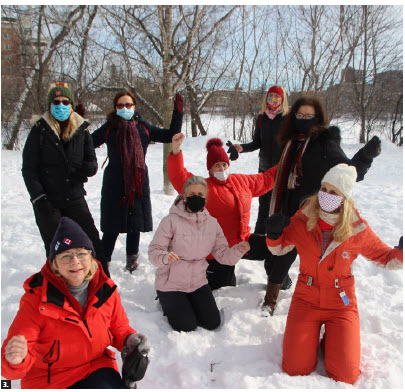A group of spouses of ambassadors attended the same event. From left to right beginning at the bottom, and moving clockwise are spouses: Vikki Eriksson (Finland), Helena Skracic (Croatia), Alma Muça (Albania), Monica Echavarria (Colombia), Letitia Herberg (Spain), Jenni Ahlin (Sweden), Ann Philippou (Cyprus) and Kathleen Billen (Belgium). (Photo: Ülle Baum)