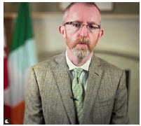 To mark St. Patrick’s Day, Irish Ambassador Eamonn McKee and his wife, Mary McGillis McKee, hosted a virtual reception. Eamonn McKee, shown here, spoke in advance of some musical performances. (Photo: Ülle Baum)