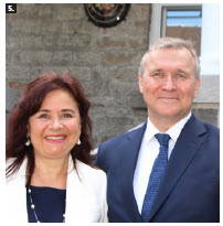 To celebrate National Flag Day, Estonian Ambassador Toomas Lukk hosted a reception and raised his country’s flag at the new Estonian embassy on Daly Avenue. He stands with his wife, Piret. (Photo: Ülle Baum)