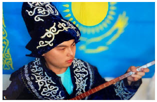 To mark the 175th birthday of Kazakh folk musician Zhambyl Zhabaiuly, the Embassy of Kazakhstan organized an online musical event. The musician pictured was a participant. (Photo: Ulle Baum) 