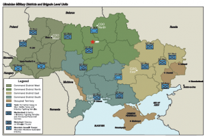 Ukraine’s army is 145,000 strong and possesses 854 tanks, 2,000 armoured vehicles, 1,700 artillery systems and the military has 125 planes, 55 helicopters, 1 frigate and 9 coastal combatants. Even if Russia isn’t joined by Belarusian forces, Ukraine is badly outnumbered in any fight with Russia. (Map courtesy of Heather Domereckyj)