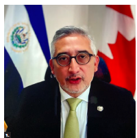 To mark the 60th anniversary of the establishment of diplomatic relations with Canada, a virtual event called "Central America's Economic Recovery in a Post-COVID World and Canada's Role" was organized by the embassies of Costa Rica, Guatemala, El Salvador, Honduras, Nicaragua, Panama and Dominican Republic in co-operation with Carleton University. Salvadoran Ambassador Ricardo Alfonso Cisneros Rodriguez spoke. (Photo: Ülle Baum)