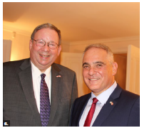 The Embassy of Israel hosted a celebration of Chanukah — Festival of Lights at the ambassador's residence. From left: U.S. Ambassador David L. Cohen and Israeli Ambassador Ronen Pinchas Hoffman attended. (Photo: Ülle Baum)