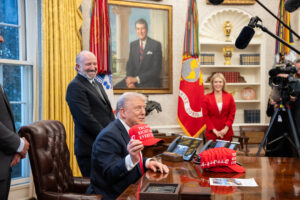 President Donald Trump signs executive orders in the Oval Office
