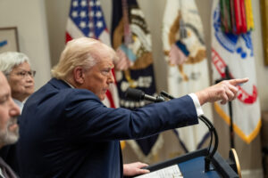 President Donald Trump meets with Vice President JD Vance